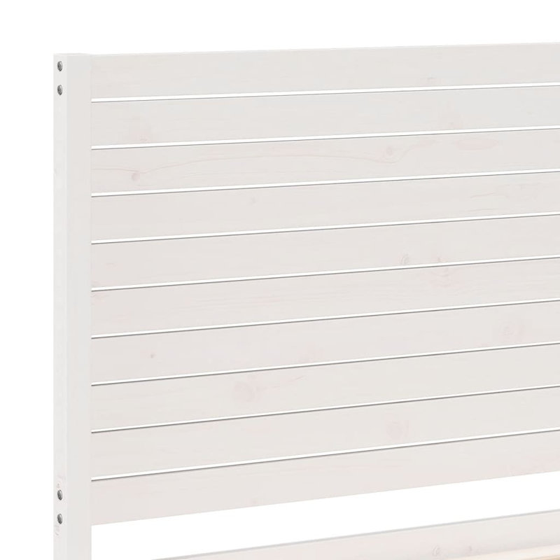 Bed Frame Solid Wood, White, 180 x 210 cm