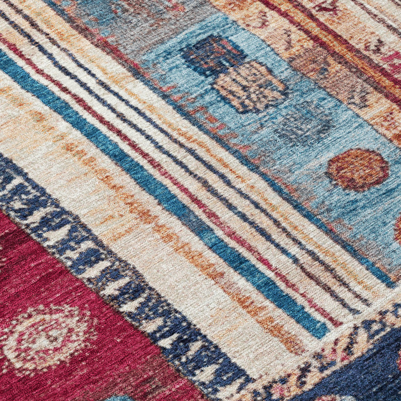 Machine Washable Indoor/Outdoor Xhevrie Navy Rug, Rectangle 5' x 7'6"