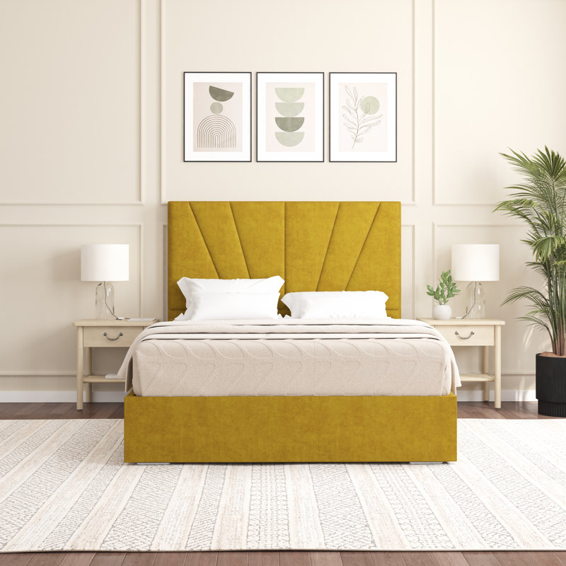 Alahnna Upholstered Bed Frame    , Turmeric, Double ( 4'6)