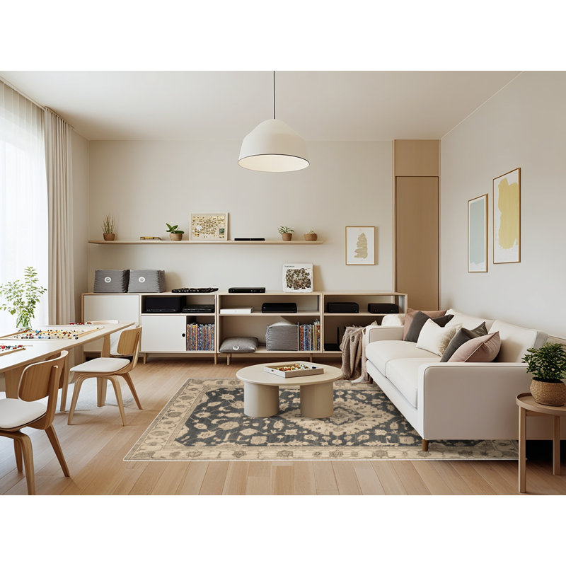 Machine Washable Overdyed Beige Area Rug, Rectangle 7' x 9'