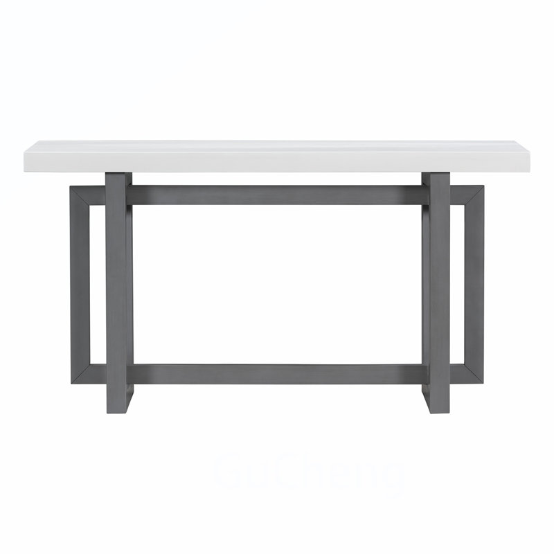 Contemporary Extra Long Console Table with Versatile Functionality for Various Rooms, White/Dark Grey