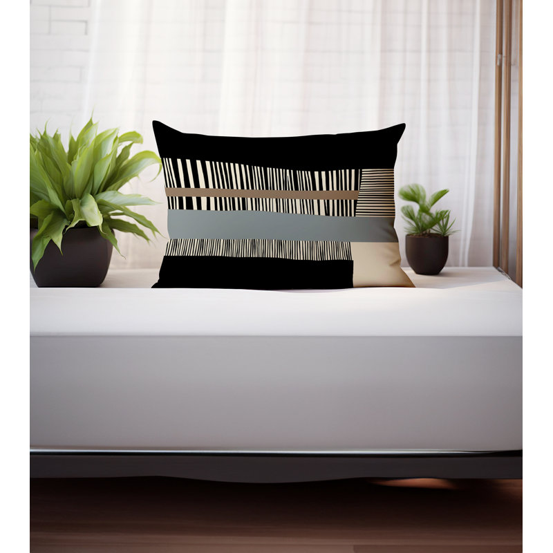 Housse et insert de coussin rectangulaire intérieur / extérieur en polyester / mélange de polyester Chamu, H 14 po x l 20 po