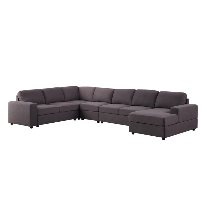 Canapé modulaire réversible de 146,5 po de largeur Andes, Mélange de lin gris foncé