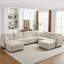 Moderne avec housse en velours côtelé beige - 8 places, siège en C et siège beige, ports de charge,-1731824697