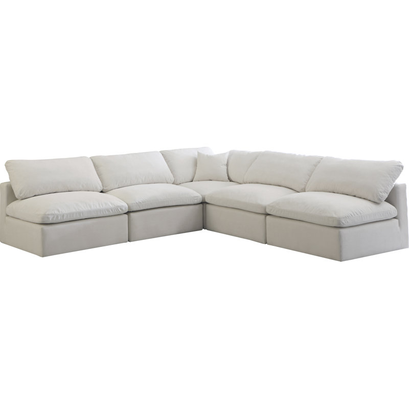 Atis Velvet L-Shaped Sectional Reversible, Cream Velvet