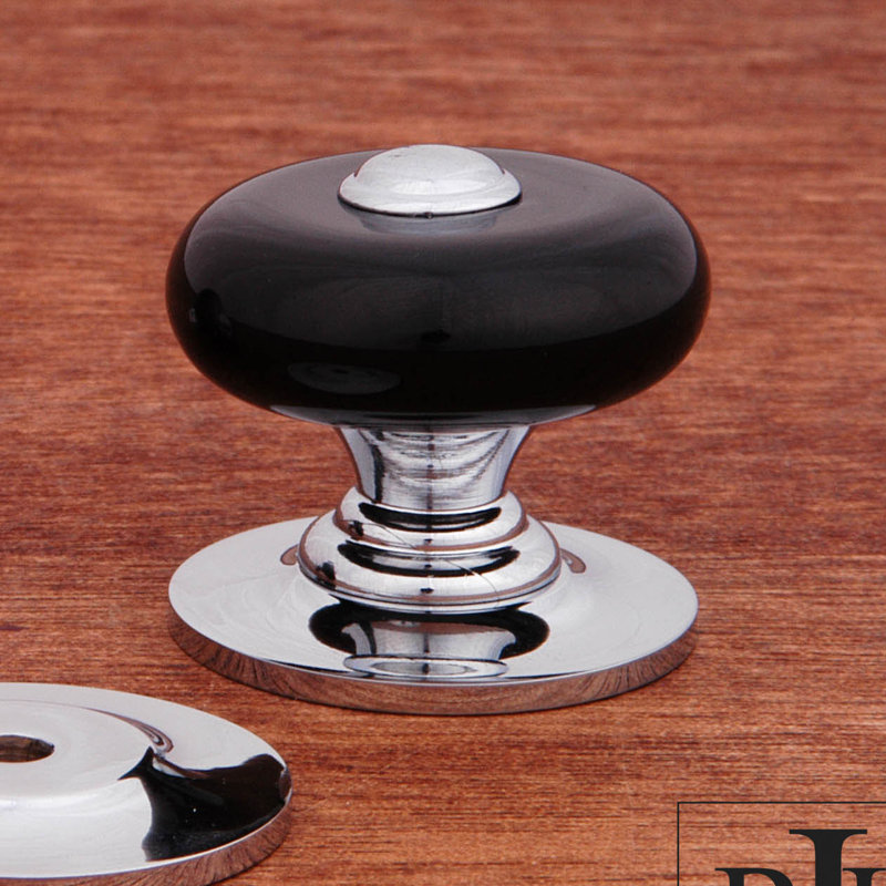 CK Series Diameter Mushroom Knob, 1.25" H x 1.25" W x 1.38" D, Black / Chrome