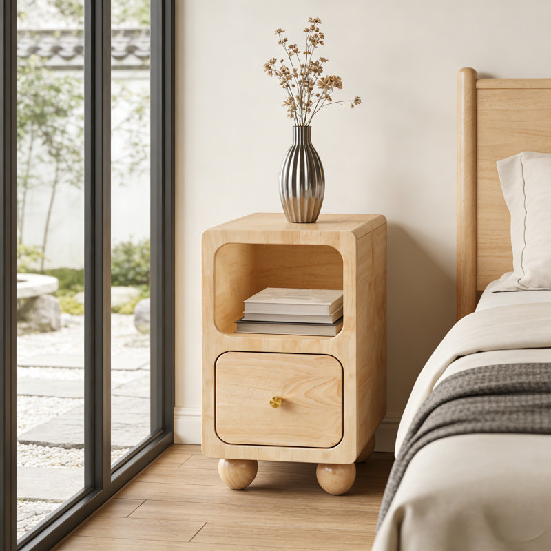 Small Narrow Nightstand With Drawers, Solid Wood Nightstand, Walnut Night Stand, Mid Century Side Table, Modern Bedside Tables For Bedroom