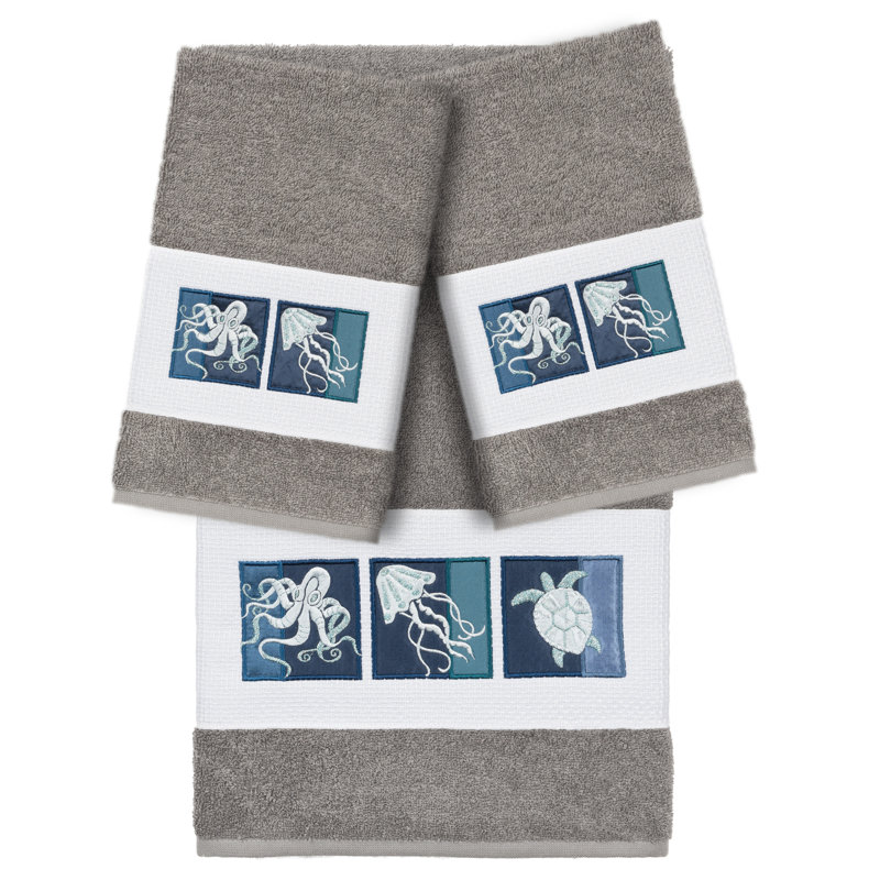 AVA 3 Piece Turkish Cotton Towel Set, Dark Gray