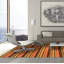 Tapis orange / brun / bleu en laine fabriqué à la main Gene Gene