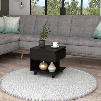15.3" H Lift Top Coffee Table With Casters One Shelf For Living Room