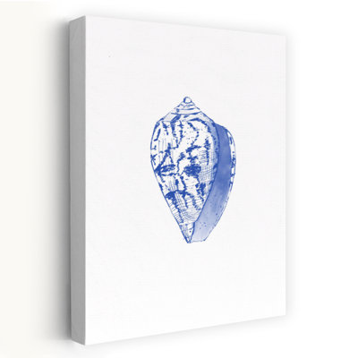 Affiche murale minimaliste abstraite de coquillage bleu côtier