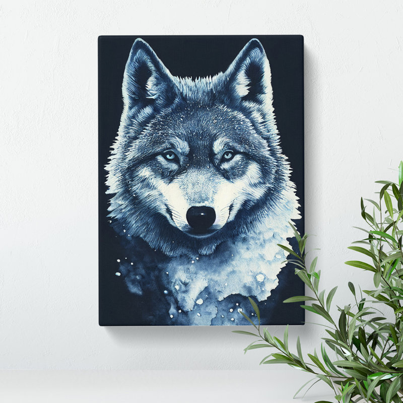Winter Wolf Art No.1 - Wall Art, 50cm H x 35cm W, Wrapped Canvas, No Matte