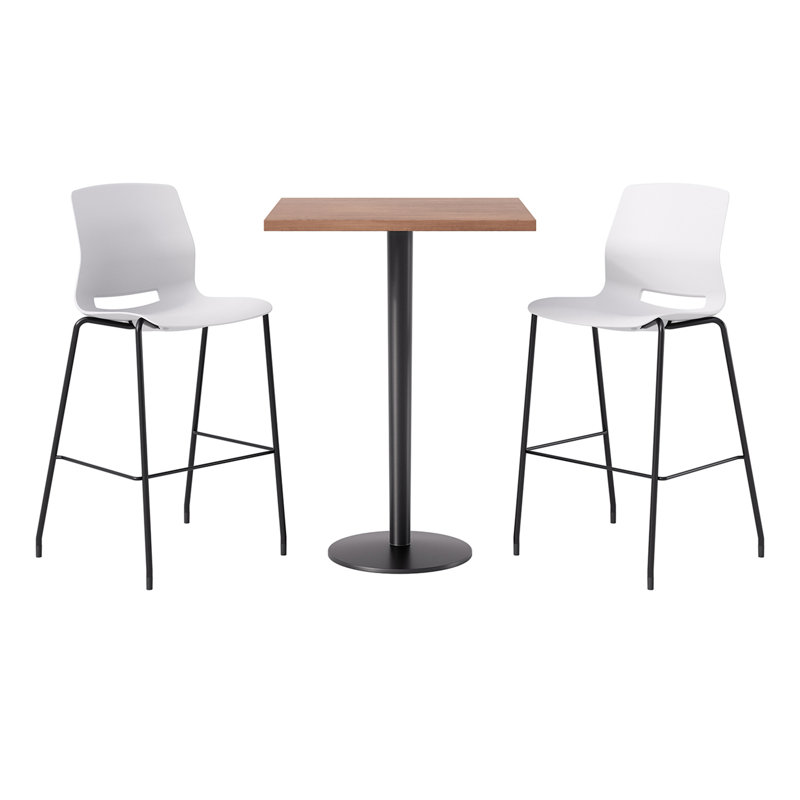 Ensemble de salle à manger à hauteur de bar pour 2 personnes, Cerise, Blanc / noir