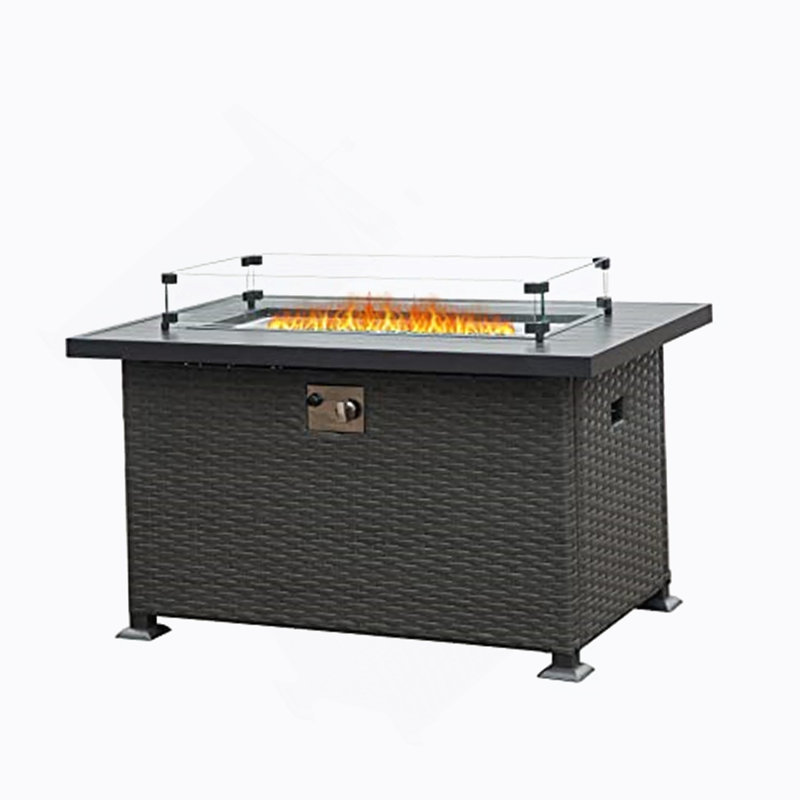 Fire Pit Table With Glass Wind Guard