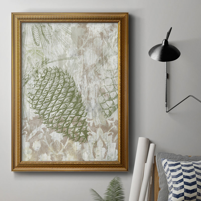 Pinecone Fresco I - reproduction d'art sur toile encadrée, H 20 po x l 16 po x P 2,5 po