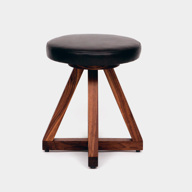 X Leather Accent Stool, Blackbean, Oil-rubbed Walnut