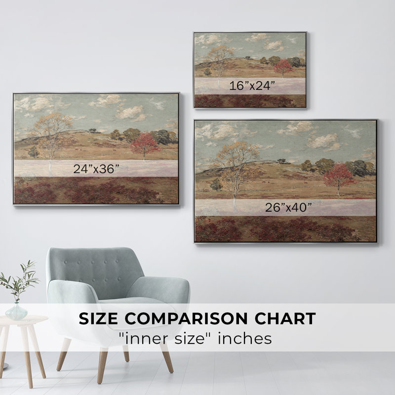 Paysage rétro - DCxxix, H 17 po x l 25 po x P 2 po, Toile argentée avec cadre flottant