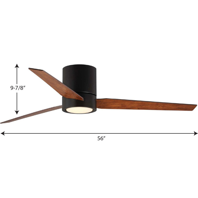 Goren 56'' 3 Blade Ceiling Fan with LED Light Kit, Architectural Bronze