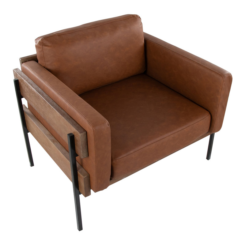 Fauteuil Annelen, Gris, Noir, Similicuir brun clair