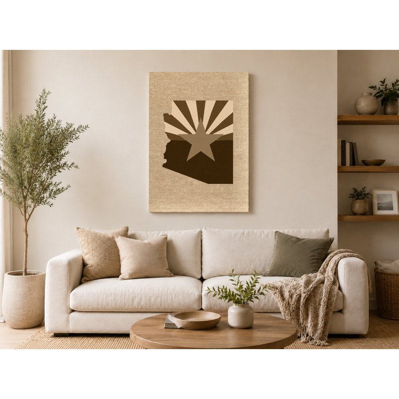 Arizona State Map with Flag Star - Portrait, art mural sur toile, L 24 po x H 36 po