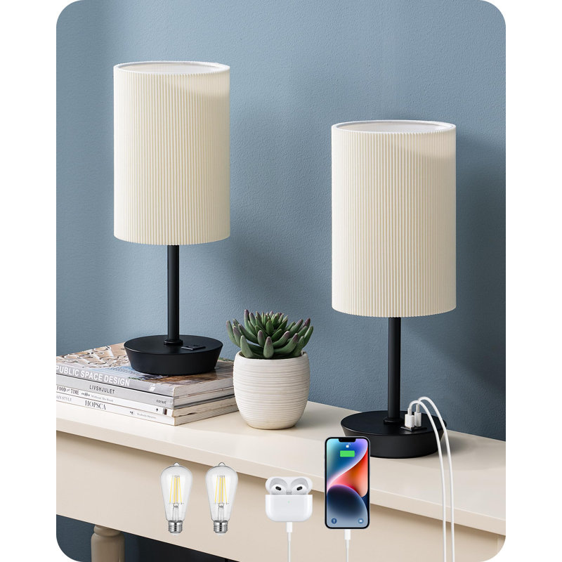 Melanya Metal USB Table Lamp, Black