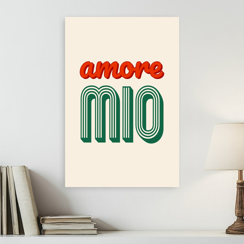 Amore Mio, texte rétro, audacieux, art mural rétro romantique, 24" H x 16" W