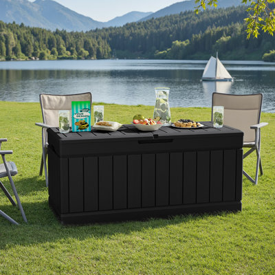 Medjidi 82 Gallon Resin Deck Box, Lockable Patio Outdoor Storage Box by Ebern Designs