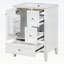 Meuble-lavabo autoportant avec lavabo, tiroirs et tablettes de rangement pour les petites salles de bain-126671661