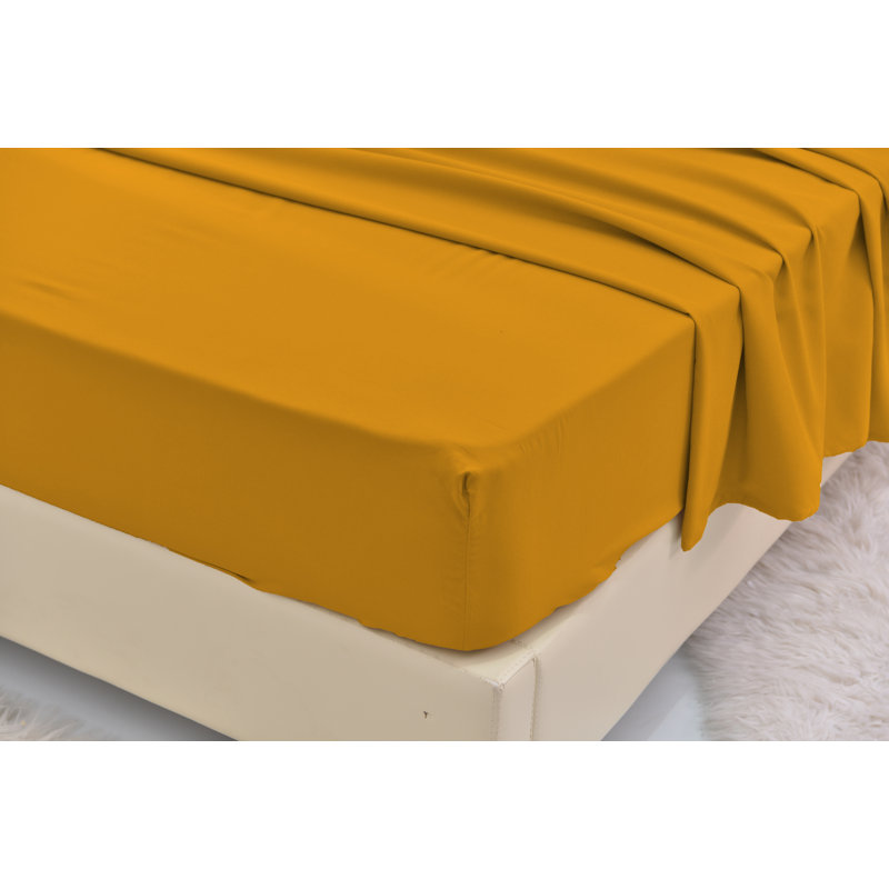 Ensemble de literie en rayonne de bambou, Doré, Ensemble de draps pour lit simple TG + un drap-hou