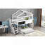 Lit superposé simple au dessus d'une chambre double avec escalier de rangement et tableau noir-2111574681