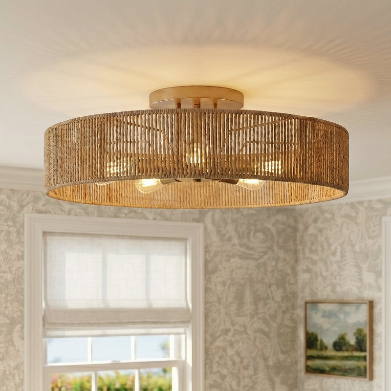 Julep 5-Light Dimmable Steel Semi Flush Mount with Rope Accents