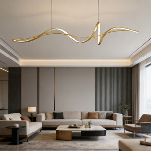 Luminaire suspendu moderne pour salle à manger doré, style minimaliste
