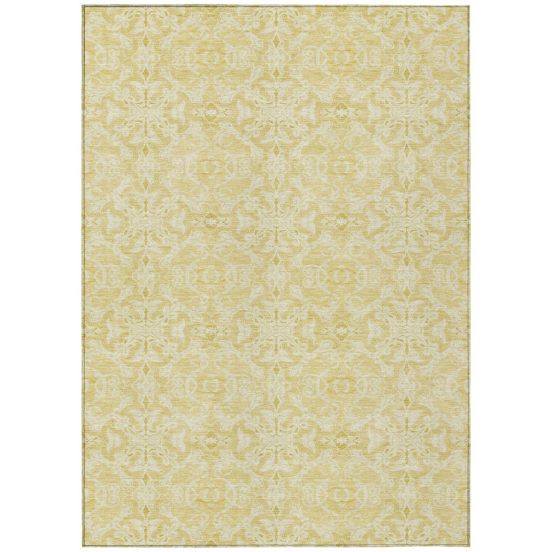 Tapis intérieur / extérieur 8 pi x 10 pi doré et ivoire lavable