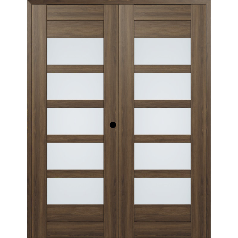 Portes françaises préfinies en verre Avon, Pacane, 71,75 po x 95,24 po, Réversible