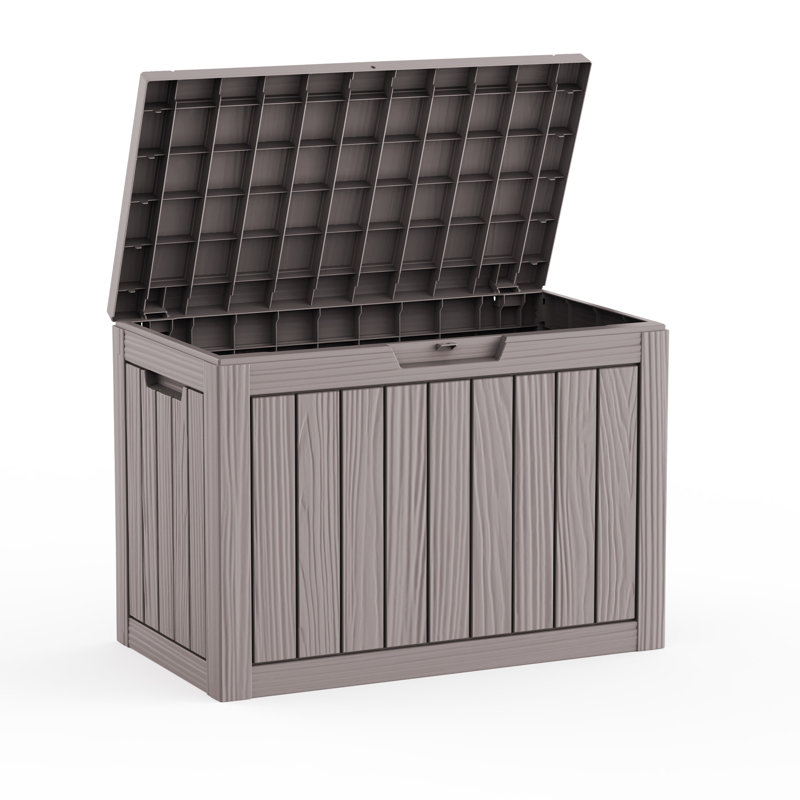 Boîte de rangement verrouillable en résine 45 gallons Emperic Design, Gris-brun