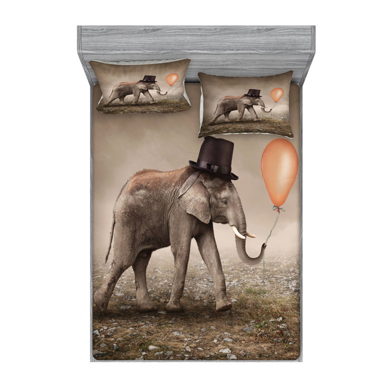 Elephant Microfiber Sheet Set, Full Sheet Set + Fitted Sheet + 2 Pillowcases