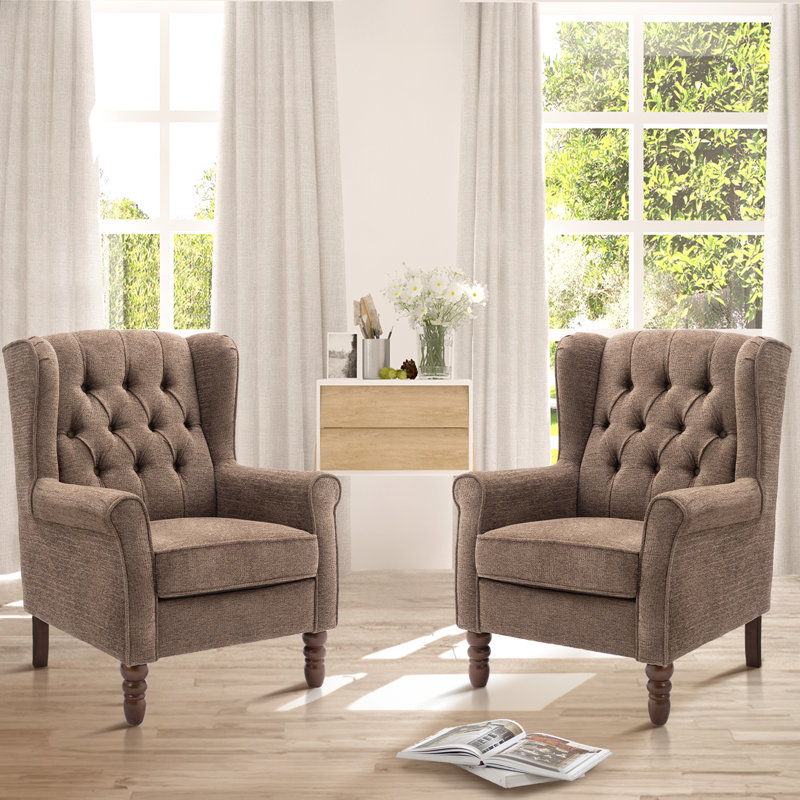 Angiolino Upholstered Armchair, Brown Polyester Blend