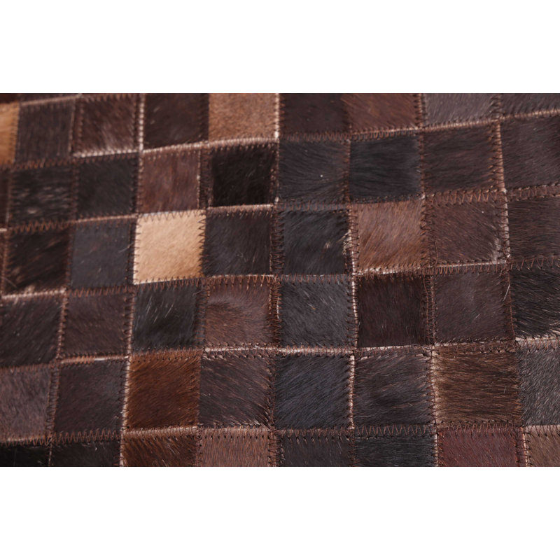 Cowhide Patchwork Brown Rug 6'1" x 6'1"