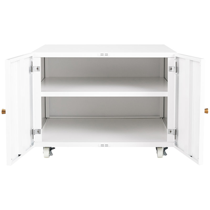 Support pour bureau blanc 2 portes, Blanc