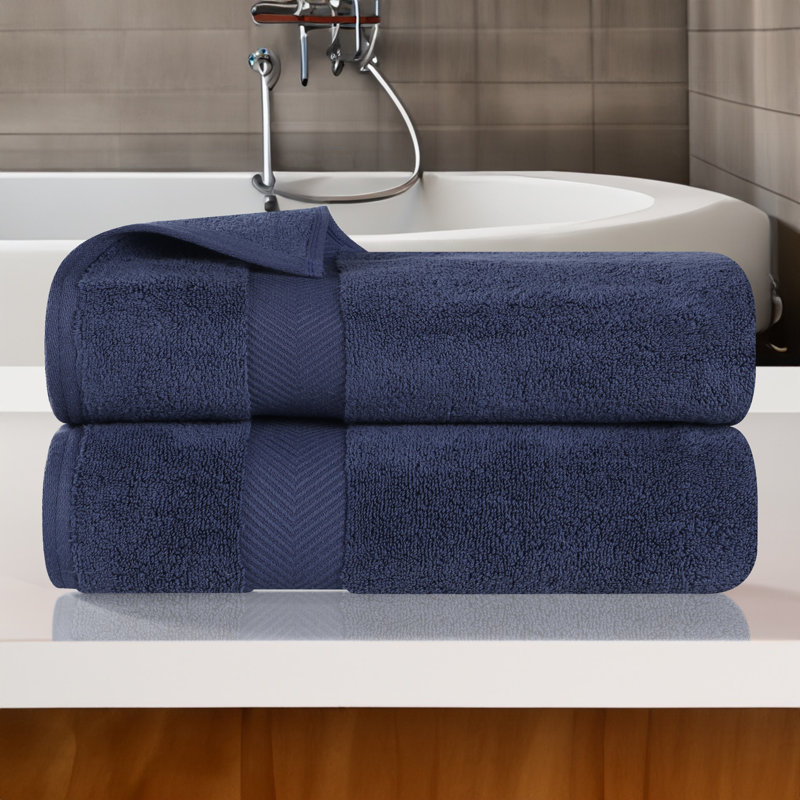 Hamachi 100% Cotton Midweight Bath Towel, Midnight Blue