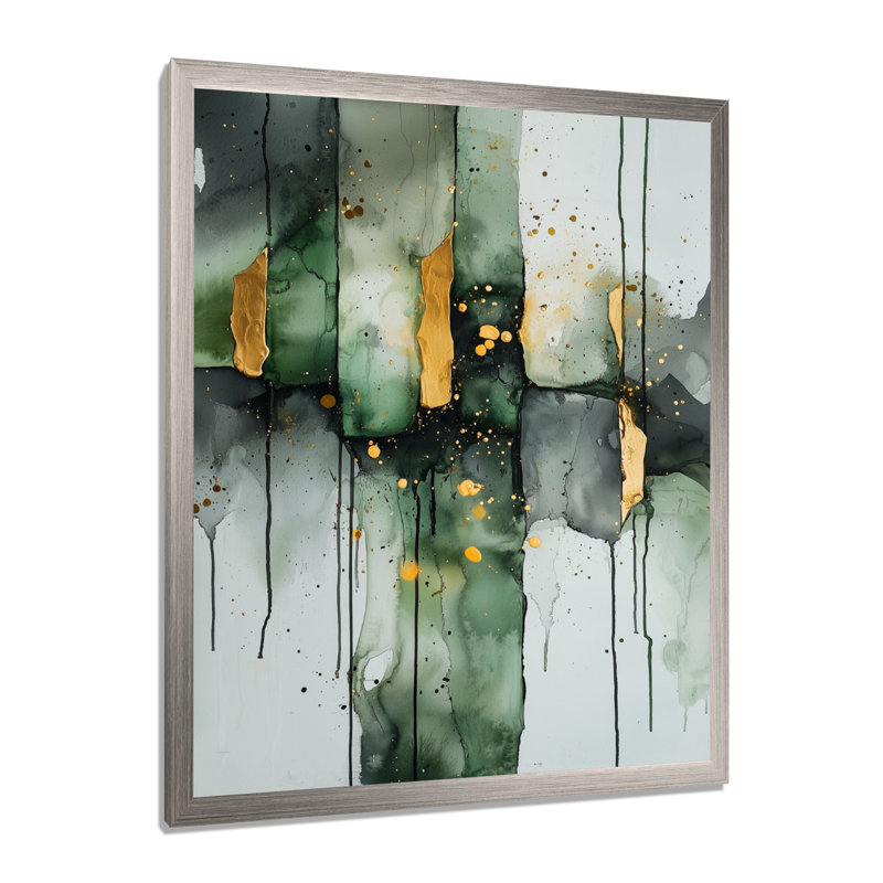 Gertz - Art mural abstrait sur toile, Argent argent, H 20 po x l 12 po, Reproduction encadrée d'une seule photo