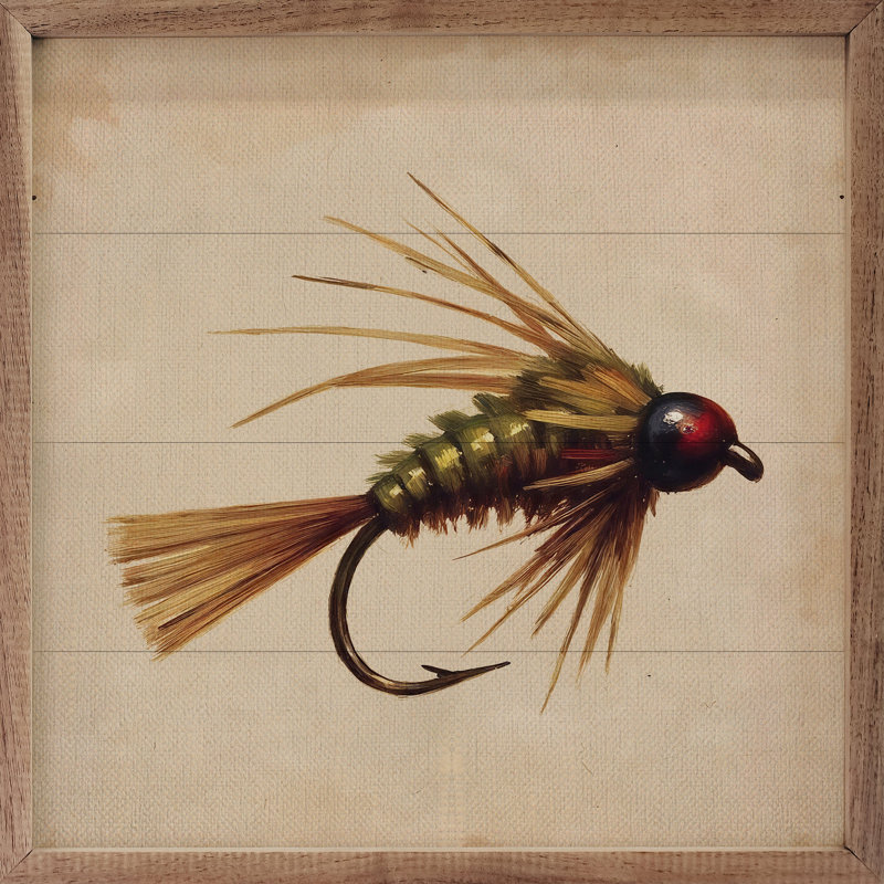 Mouche verte et dorée, H 24 po x l 24 po