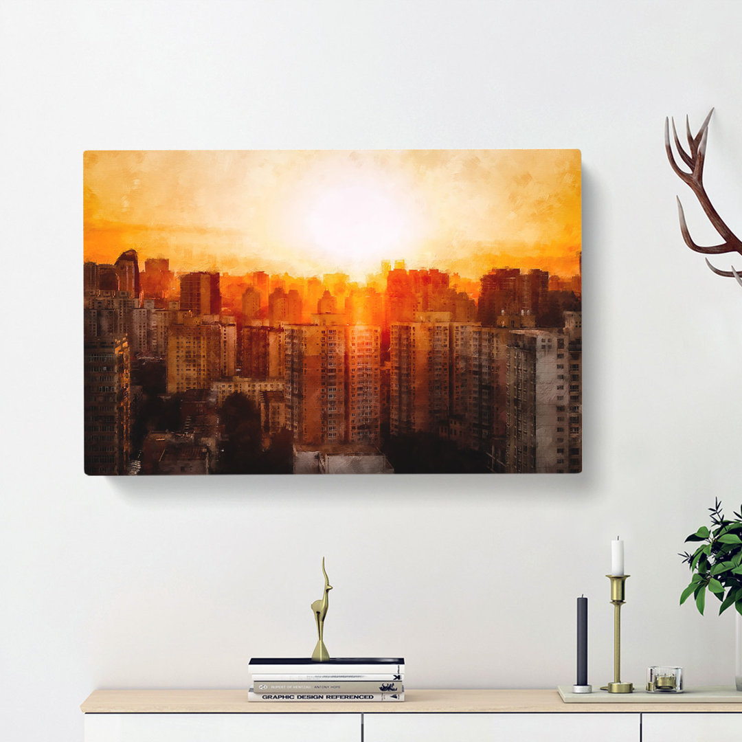 The Beijing Skyline at Sunset - Wrapped Canvas