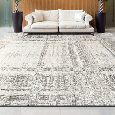 High-Quality Hand-Knotted Beige And Grey Area Rug