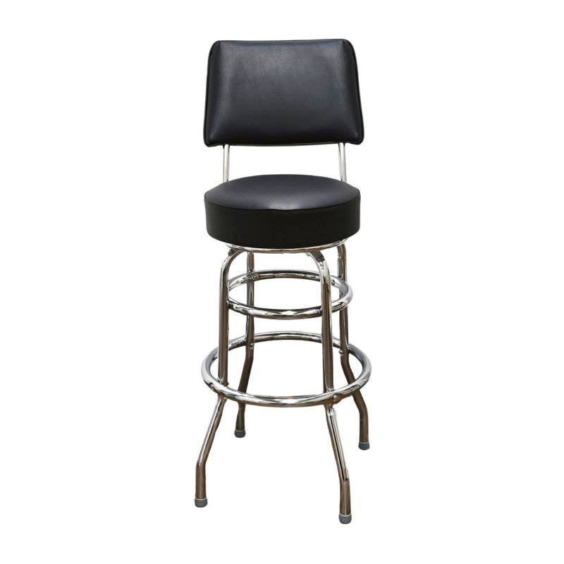 Tabouret de bar rotatif à dossier double avec anneaux Retro Home, Noir