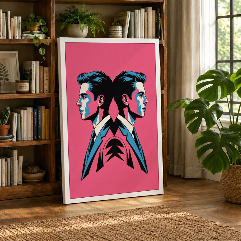 Mirrored Minds Modern Canvas Art Print, Cream Border, 24x16 - 61.0 x 40.6 cm