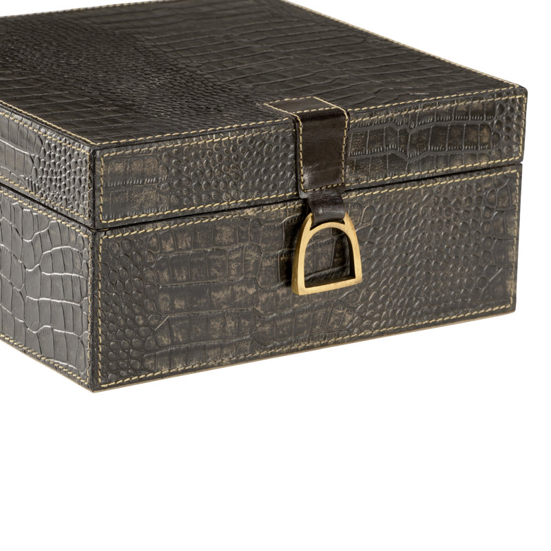 Croc Decorative Box, 2.8" H x 6" W x 6" D