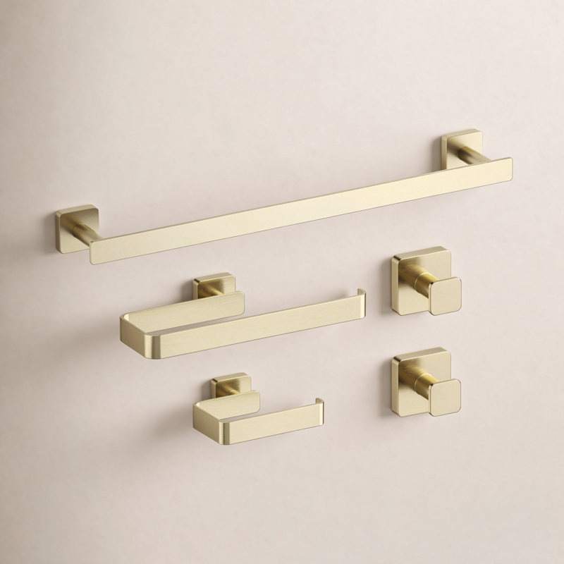 Blaze 5 - Piece Bathroom Hardware Set, Brushed Gold