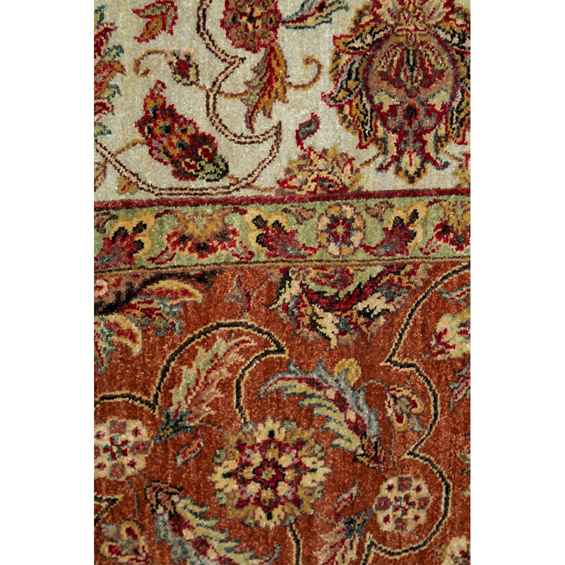 Wool Oriental Area Rug in Rust/Ivory