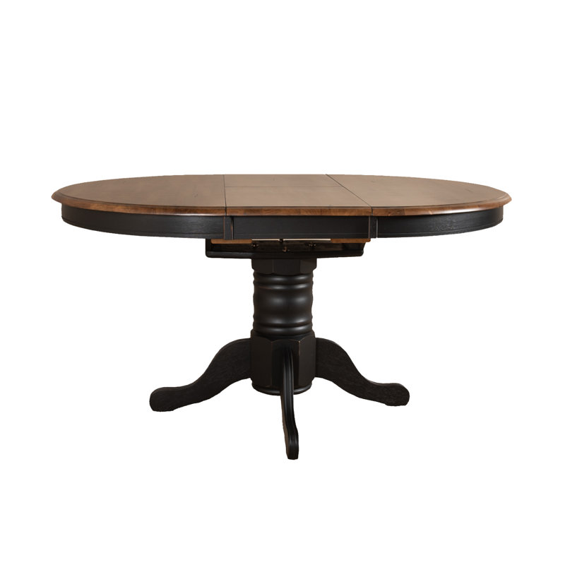Judique Pedestal Dining Table w/ 15" Leaf, Black